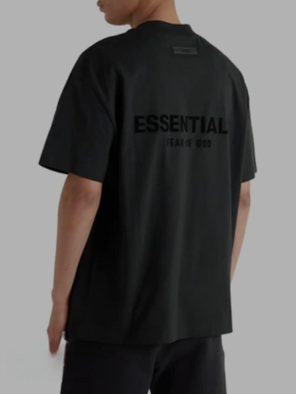 Fear of God ESSENTIAL Black Back Logo Short Sleeve T-Shirt